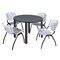 Kee Kee Round Table & Chair Set, Wood, Metal, Plastic Top, Grey TB48RNDGYBPBK47GY - alternate 1